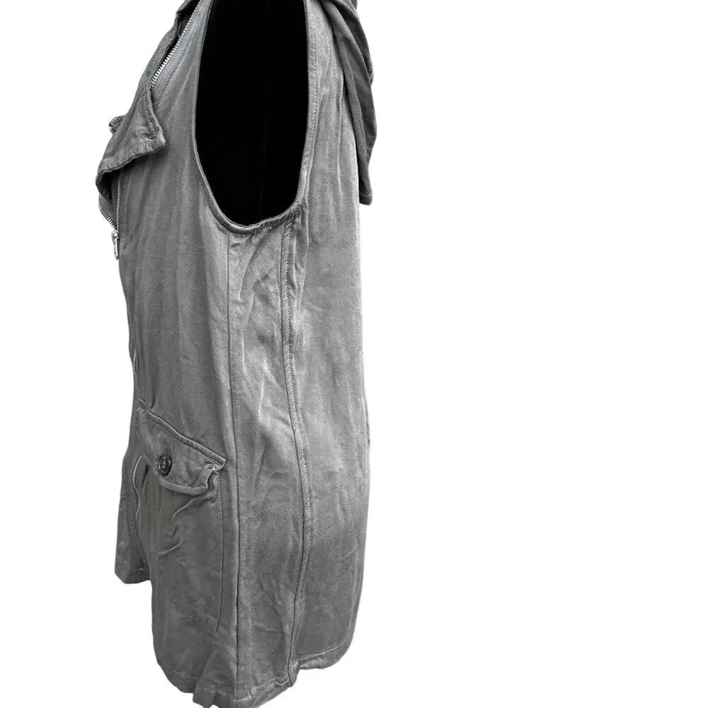 BKE olive green, full zip front with a hood, vest, Women's size S